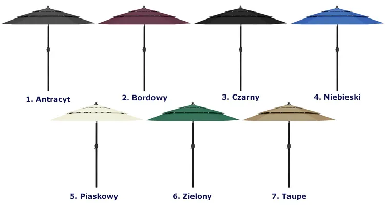 Parasol ogrodowy Asar kolory