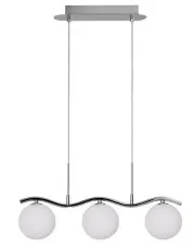 Chromowa lampa wisząca z trzema kloszami na falistej listwie - V117-Brillant w sklepie aosom.live