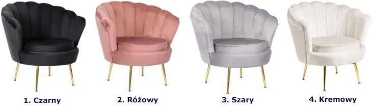 Kremowy fotel do salonu na złotych nogach Batiso