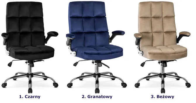 Welurowy granatowy fotel biurowy Davos 3X