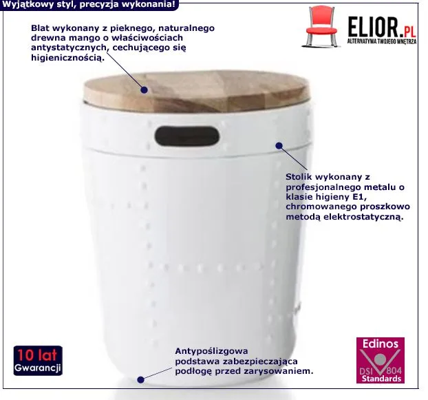 Designerski stolik Rollon - biały