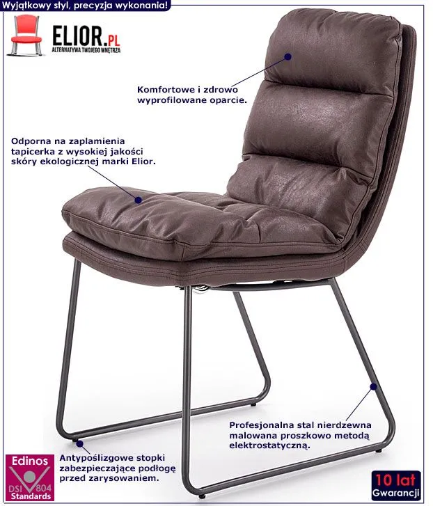 Szare miękkie krzesło do jadalni, salonu Tifado