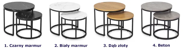 Komplet 2 stolików do salonu czarny marmur Kendal