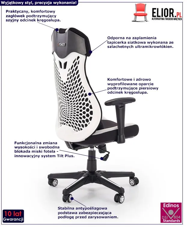 Fotel gabinetowy Almis - czarny + biały