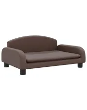 Brązowa sofa dziecięca ze sztucznej skóry - Velira 4X w sklepie aosom.live