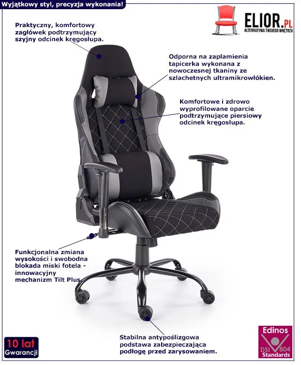 Stylowy fotel do gabinetu Diskin - czarny