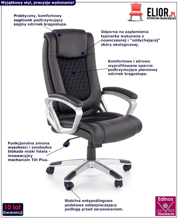 Komfortowy fotel gabinetowy Lireno - czarny