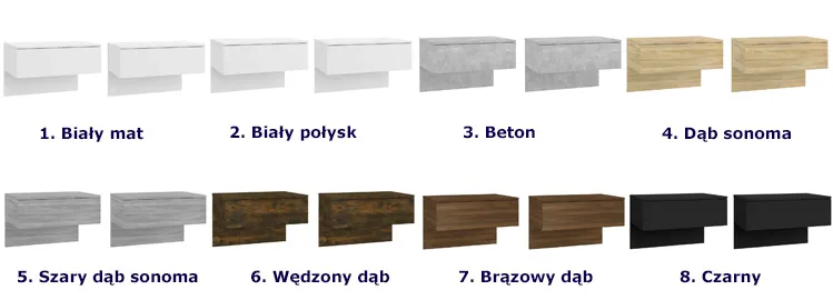 Dostępne kolory szafek nocnych Eldomi