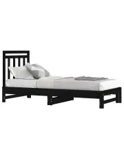 Czarne łóżko rozsuwane z drewna 2x(90x200) cm - Mivila w sklepie aosom.live