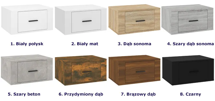 Kolory szafki nocnej Triniti