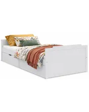 Białe sosnowe pojedyncze łóżko z szufladami 90x200 - Kamos w sklepie aosom.live