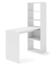 Białe nowoczesne młodzieżowe biurko szkolne z regałem - Ernes w sklepie aosom.live
