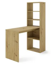 Wysokie biurko komputerowe z regałem dąb artisan - Ernes w sklepie aosom.live
