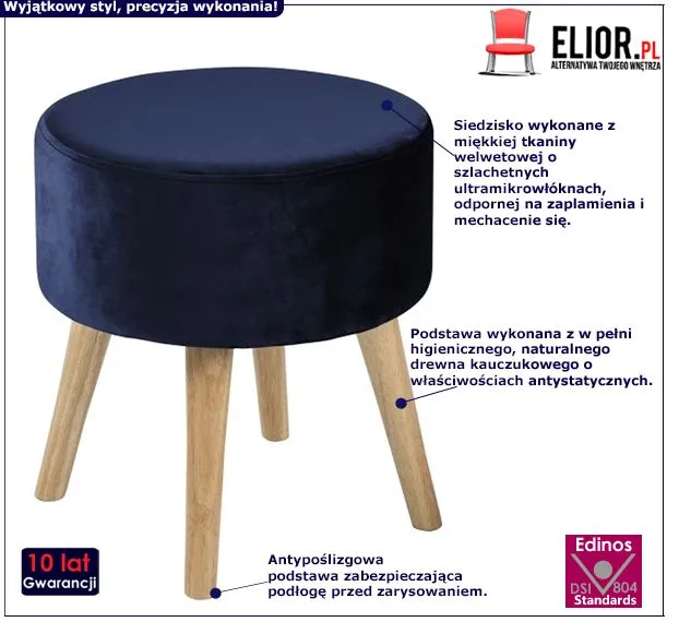 Modny taboret Toria - granatowy