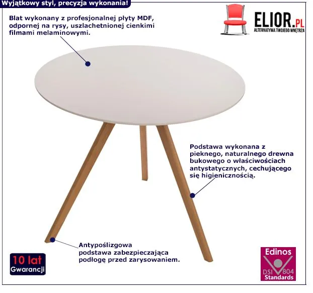 Designerski stolik Lobiro - biały