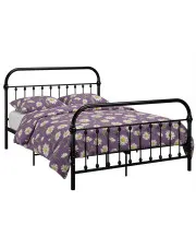 Czarne metalowe łóżko w stylu loft 140x200 cm - Etiosa w sklepie aosom.live
