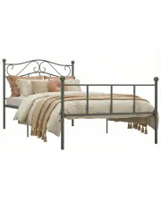 Szare metalowe łóżko 100x200 cm - Fiosa w sklepie aosom.live