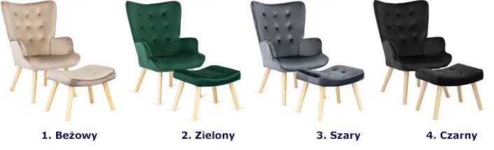 Czarny fotel welurowy wypoczynkowy Nerra