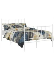 Białe metalowe łózko w stylu loftowym 120x200 cm - Laxi w sklepie aosom.live