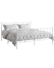 Białe metalowe łóżko z zagłówkiem 140x200 cm - Laxi w sklepie aosom.live