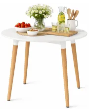Biały okrągły stół na drewnianych nogach 80 cm - Minte 4X w sklepie aosom.live