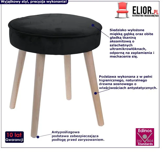 Modny taboret Tozi - czarny