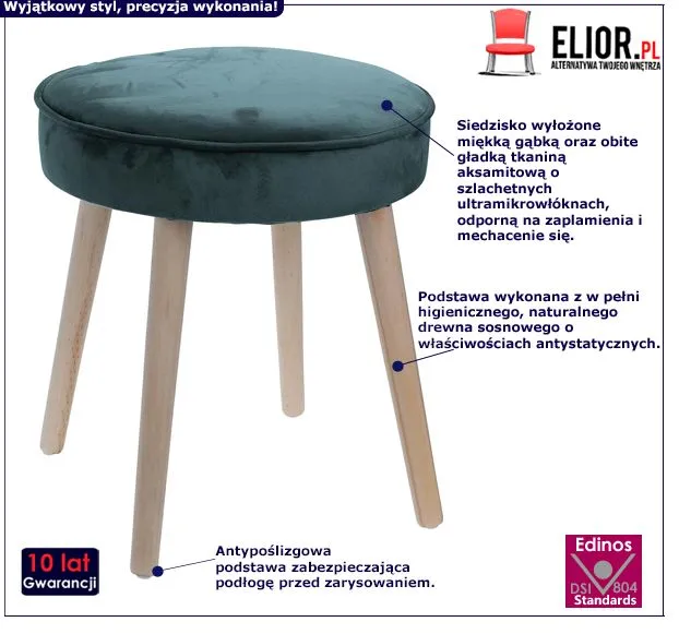 Elegancki taboret Tozi - zielony