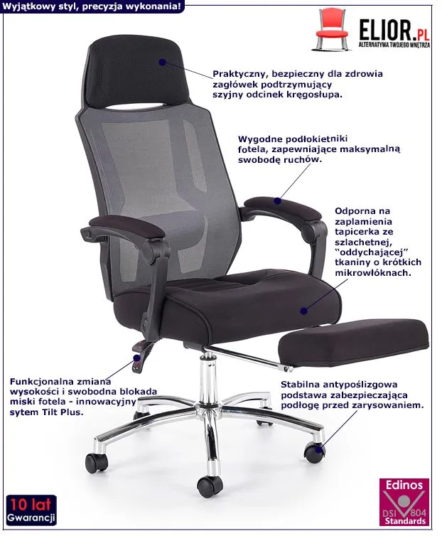 Fotel z podnóżkiem Diadora - obrotowy