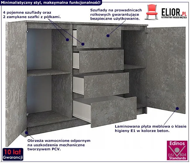 Industrialna komoda do loftu beton Diegi 2X