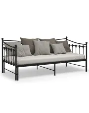 Czarne rozkładane łóżko metalowe 90x200 cm - Sawga w sklepie aosom.live
