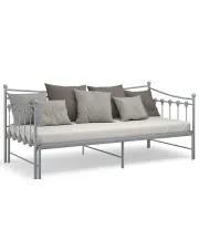 Szare rozkładane łóżko metalowe 90x200 cm - Sawga w sklepie aosom.live
