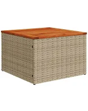 Beżowy stolik kawowy rattanowy w stylu boho - Elbos w sklepie aosom.live