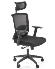 Czarny ergonomiczny fotel obrotowy z regulowanym zagłówkiem - Kenzo w sklepie aosom.live