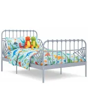 Szare metalowe łóżko rosnące z dzieckiem rozsuwane 80x130/200 cm - Kasja w sklepie aosom.live