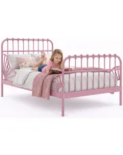 Różowe metalowe łóżko rosnące z dzieckiem 80x130/200 cm - Kasja w sklepie aosom.live