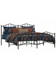 Czarne metalowe łóżko małżeńskie 200x200cm - Honta w sklepie aosom.live
