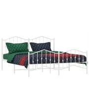 Białe metalowe łózko małżeńskie w stylu loft 160x200 cm - Honta w sklepie aosom.live