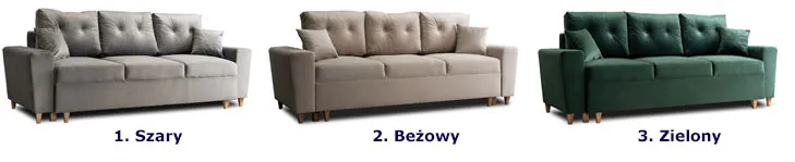 Szara trzyosobowa sofa do salonu z funkcja rozkładania Kanoni
