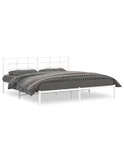 Białe metalowe łóżko małżeńskie 200x200 cm - Laxo w sklepie aosom.live