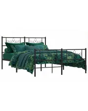 Czarne metalowe łóżko małżeńskie 160x200cm - Radina w sklepie aosom.live