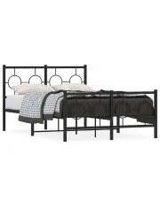 Czarne metalowe łóżko małżeńskie 140x200cm - SLIM w sklepie aosom.live
