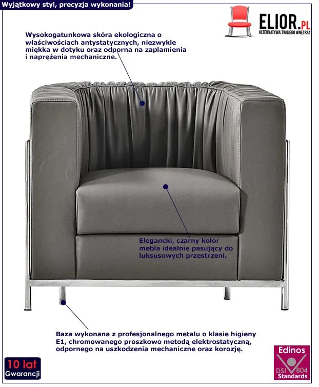 Designerski fotel Tini - czarny