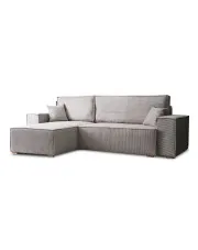 Szara narożna sofa sztruksowa modułowa z funkcją spania - Elanor w sklepie aosom.live