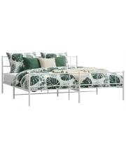 Białe metalowe łóżko małżeńskie 180x200 cm - Veligo w sklepie aosom.live