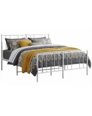 Białe metalowe  łóżko do sypialni w stylu loft 120x200 cm - Quzi w sklepie aosom.live