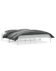 Białe minimalistyczne łóżko metalowe 200x200 cm - Tresto w sklepie aosom.live