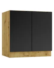 Szafka pod zlew 80 cm dąb artisan + czarny - Orfa 12X w sklepie aosom.live