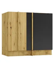 Szafka narożna dolna dąb artisan + czarny - Orfa 14X w sklepie aosom.live