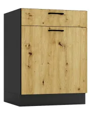 Szafka kuchenna z szufladą 60 cm grafit + dąb artisan - Coleo 9X w sklepie aosom.live