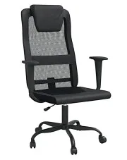 Czarne krzesło biurowe ergonomiczne z ekoskóry - Elgo 6X w sklepie aosom.live